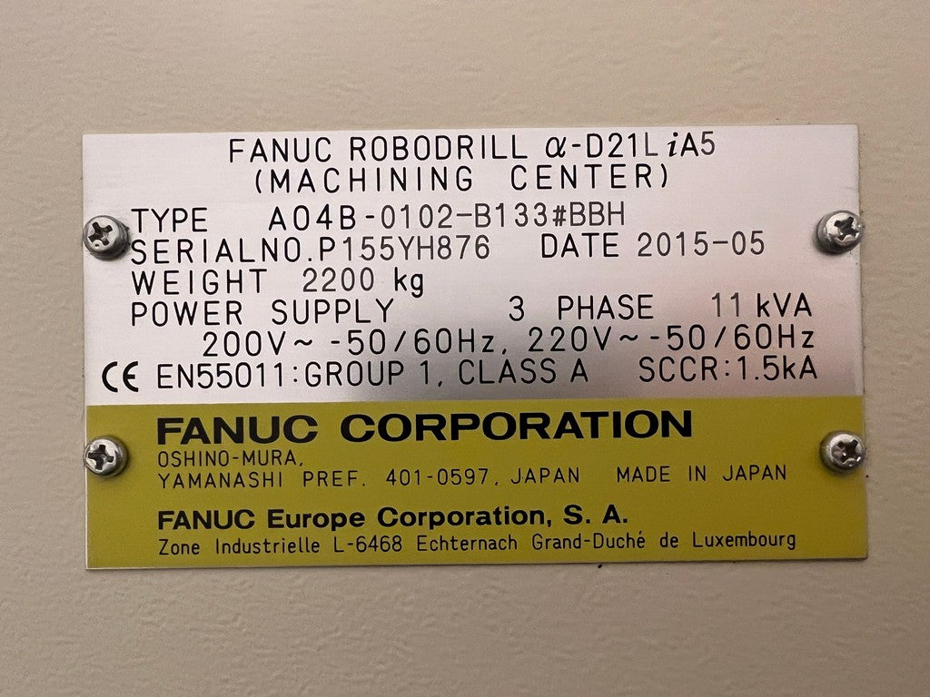 Centro di lavoro FANUC Robodrill Alfa D21LiA5 High Power 4 assi