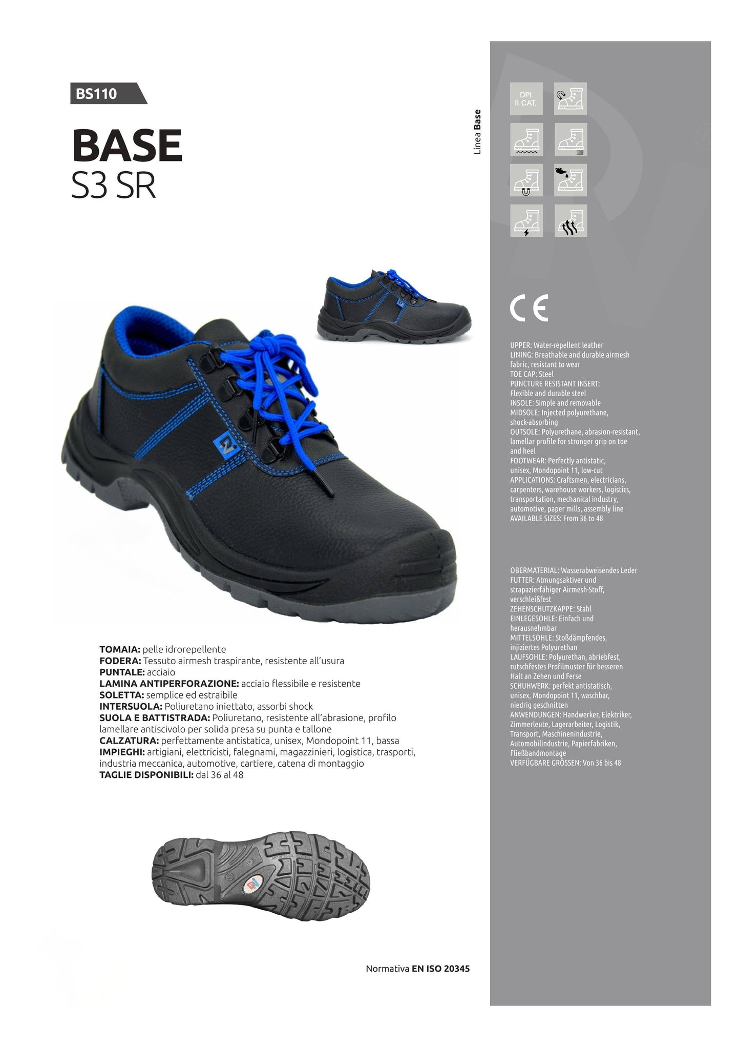 Scarpa antinfortunistica BASE S3 SR per officina meccanica DANICO