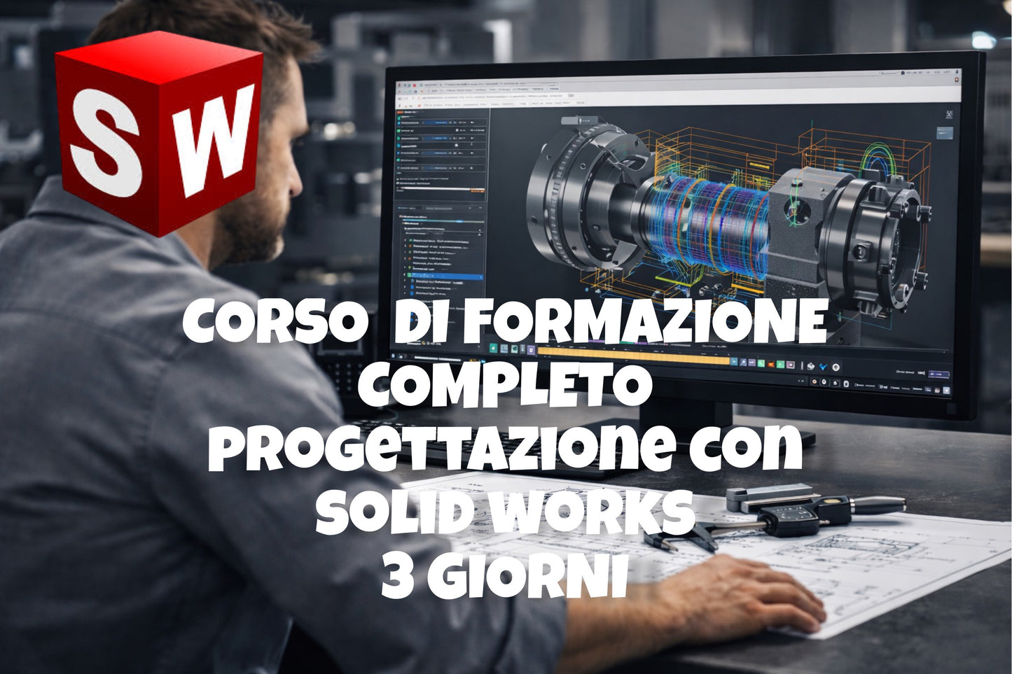 Corso SolidWorks – 3 giorni | Parti, Assiemi e Messa in Tavola (PDF/DXF) – Operativi subito il Metalmeccanico Di M