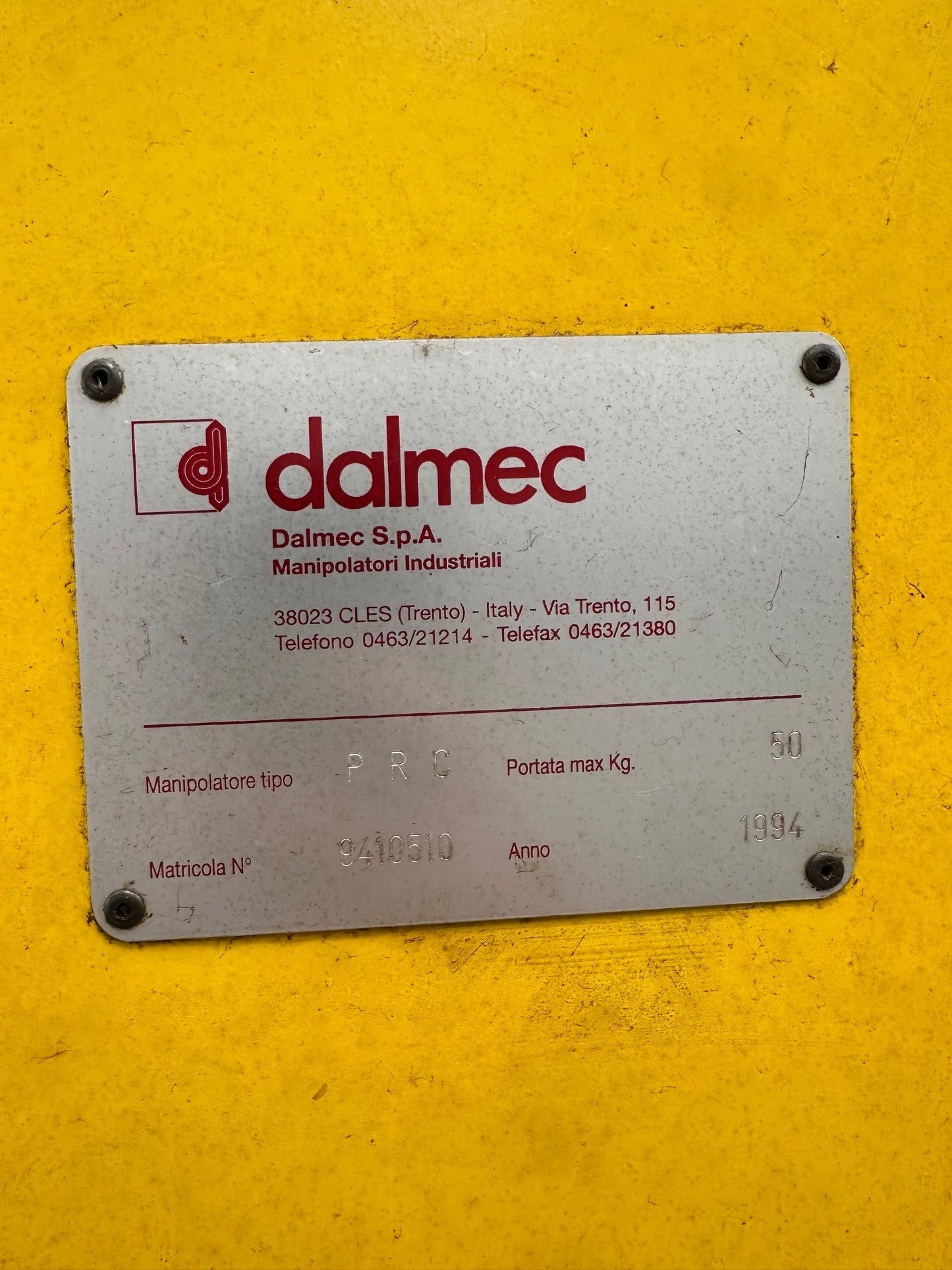 Manipolatore pneumatico DALMEC PRC usato – Portata 50 kg il Metalmeccanico Di M