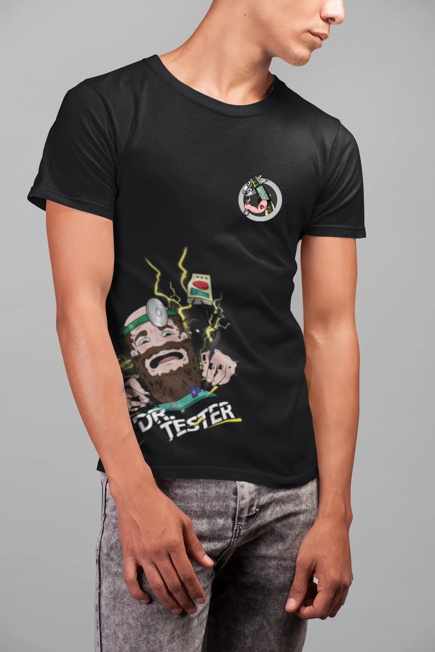 T-Shirt “Elettricista – Dottor Tester” – Merchandising Ufficiale il Metalmeccanico Di M
