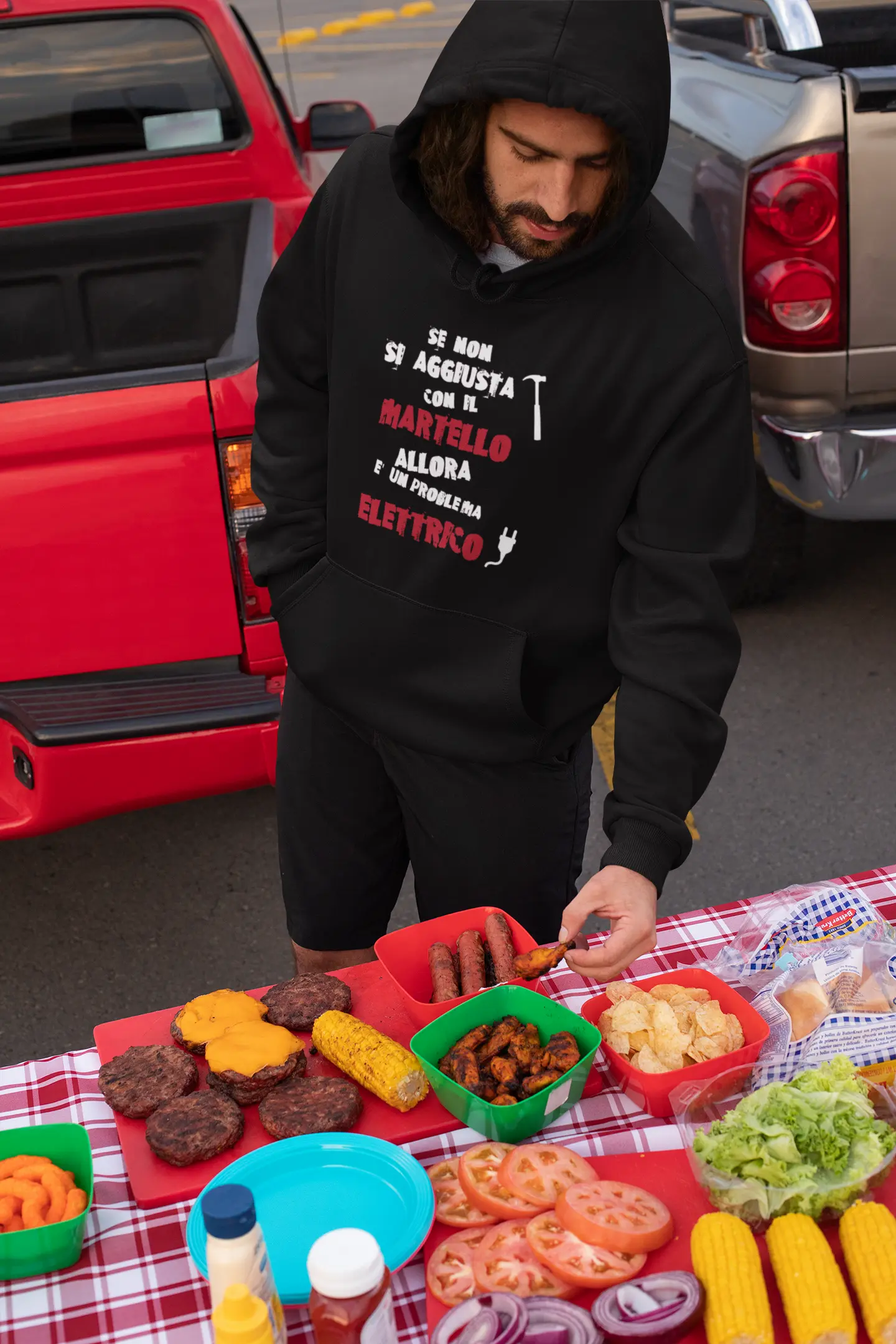 Felpa “Se non si aggiusta con il martello…” – Hoodie nera (S–XXL) il Metalmeccanico Di M