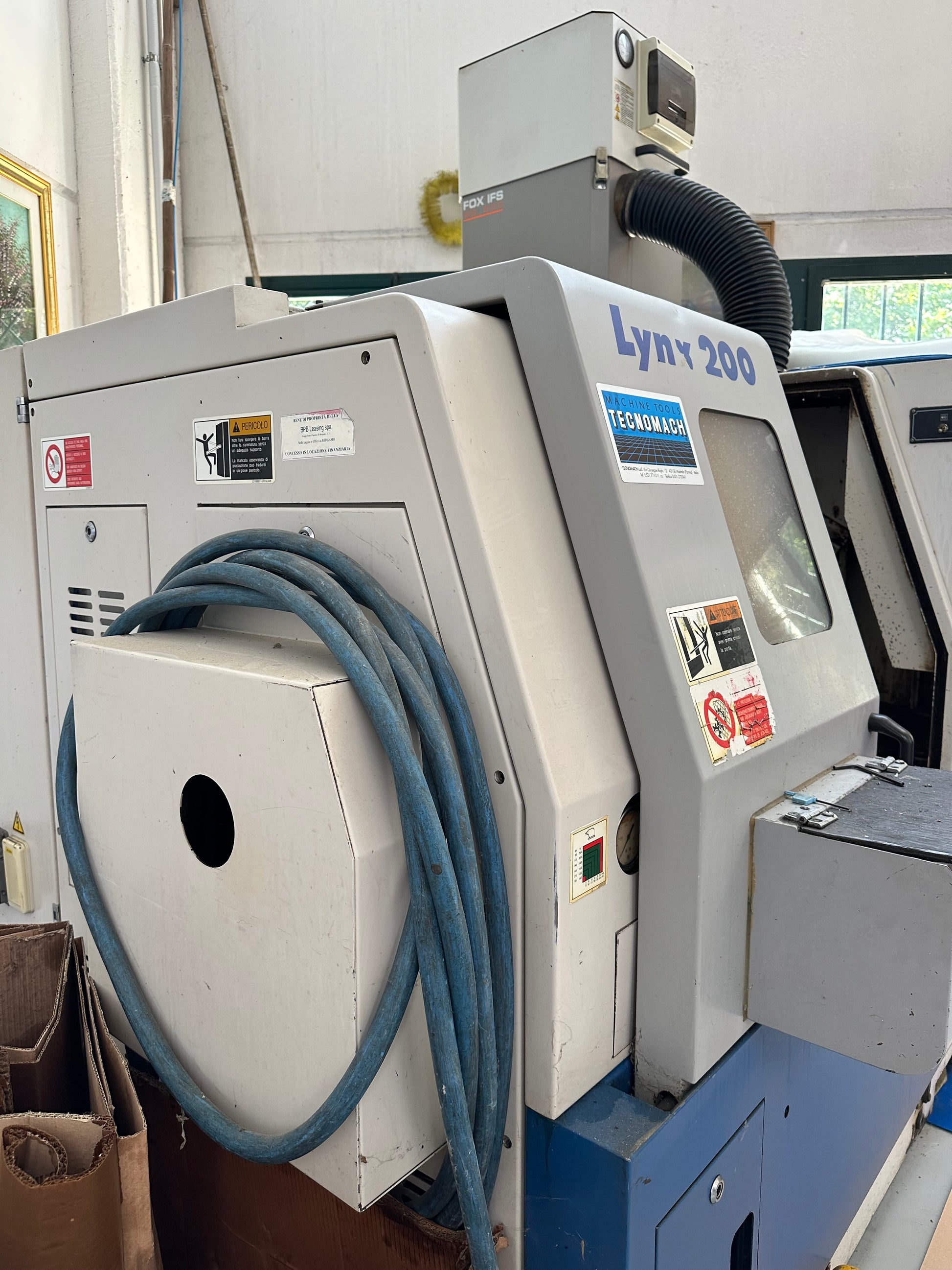 Tornio CNC Daewoo Lynx 200 B usato Fanuc 21-T con contropunta e aspiratore il Metalmeccanico Di M