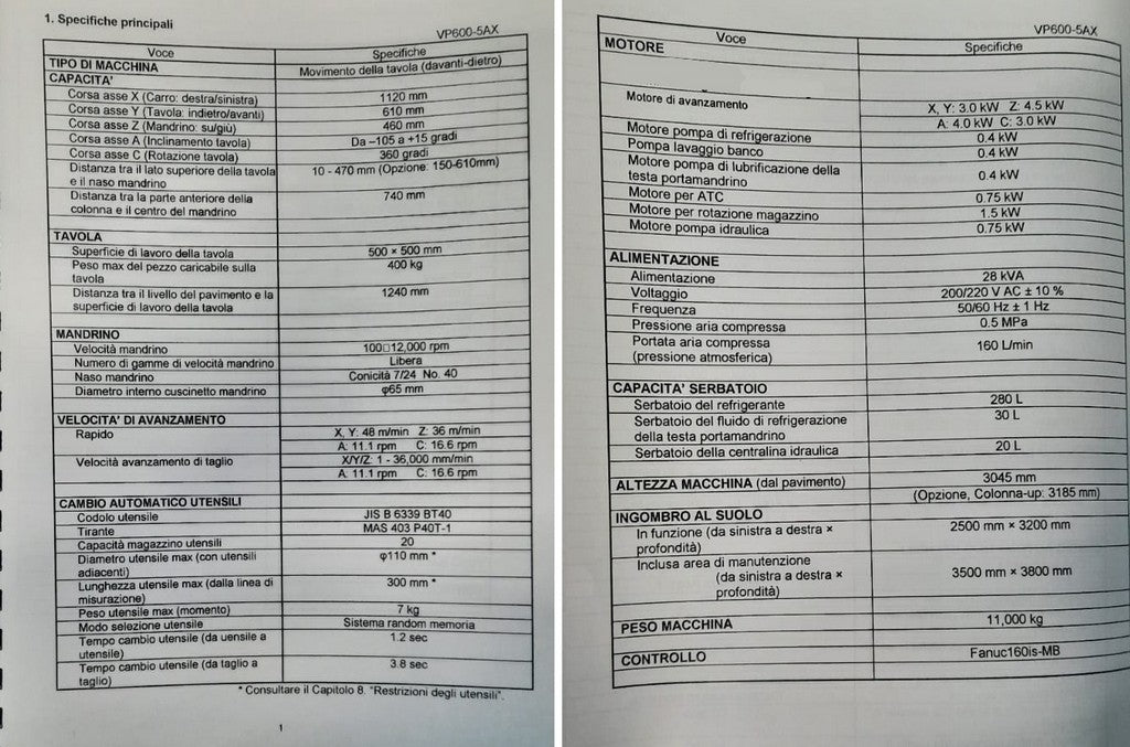 Centro di lavoro 5 assi continui ad alta velocità OKK VP600 5AX usato il Metalmeccanico Di M