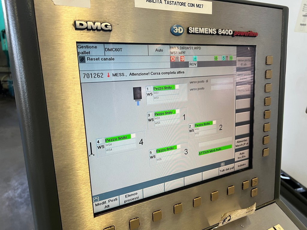 Centro di lavoro 5 assi pallettizzato DMG DMC 60T RS3 usato