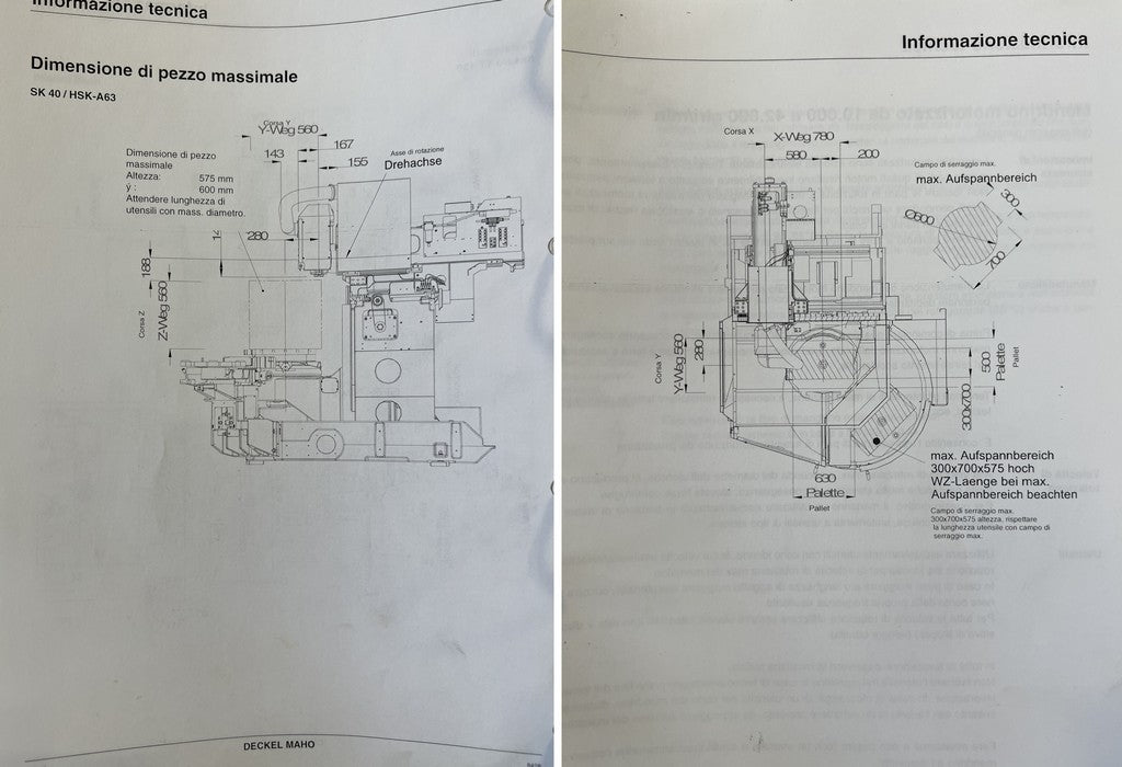 Centro di lavoro 5 assi pallettizzato DMG DMC 60T RS3 usato