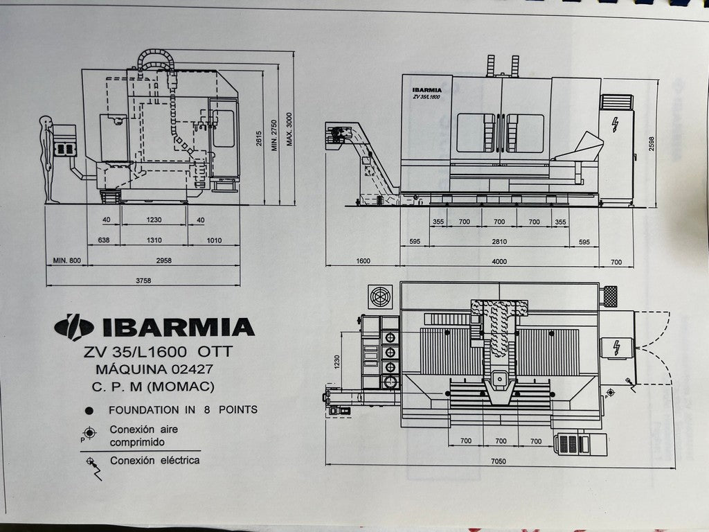 Centro di lavoro verticale a montante mobile IBARMIA ZV 35 L1600 usato
