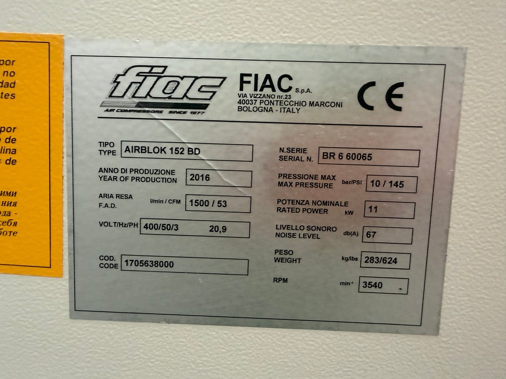 Compressore rotativo silenziato FIAC AIRBLOK 152BD usato il Metalmeccanico Di M