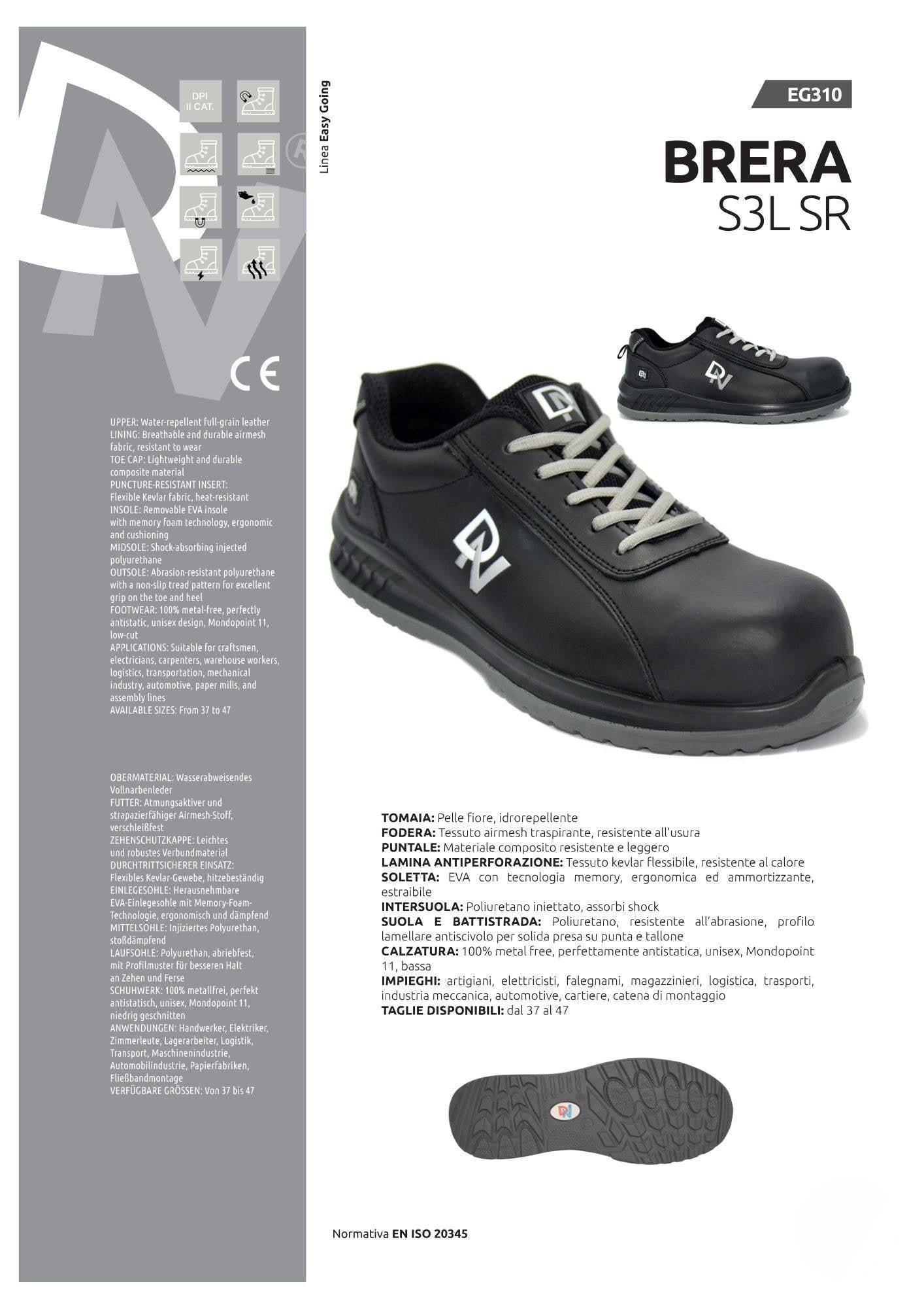 Scarpa antinfortunistica BLACK BRERA PLUS S3L SR per officina meccanica