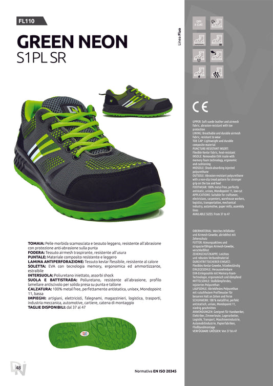 Scarpa antinfortunistica GREEN S1 PLSR per meccanico auto e magazzino