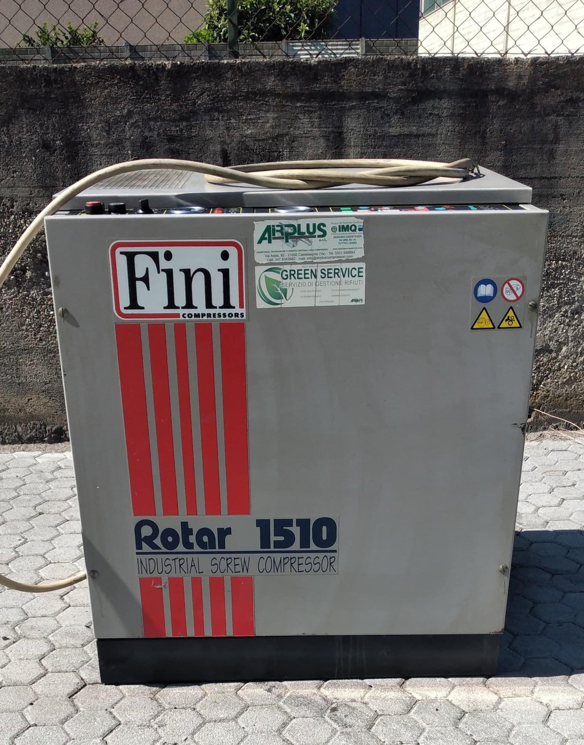 FINI ROTAR 1510 (1999) – Compressore a vite 11 kW (15 HP) – 10 bar – 1500 l/min – USATO REVISIONATO (0 ore) + GARANZIA 6 MESI il Metalmeccanico Di M