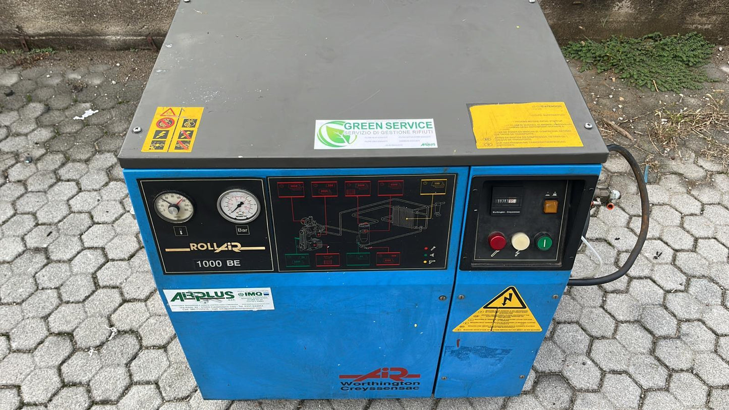 Worthington ROLLAIR 1000 – Compressore a vite 7,5 kW (10 HP) – 10 bar – 1000 l/min – USATO REVISIONATO (0 ore) + GARANZIA 6 MESI il Metalmeccanico Di M