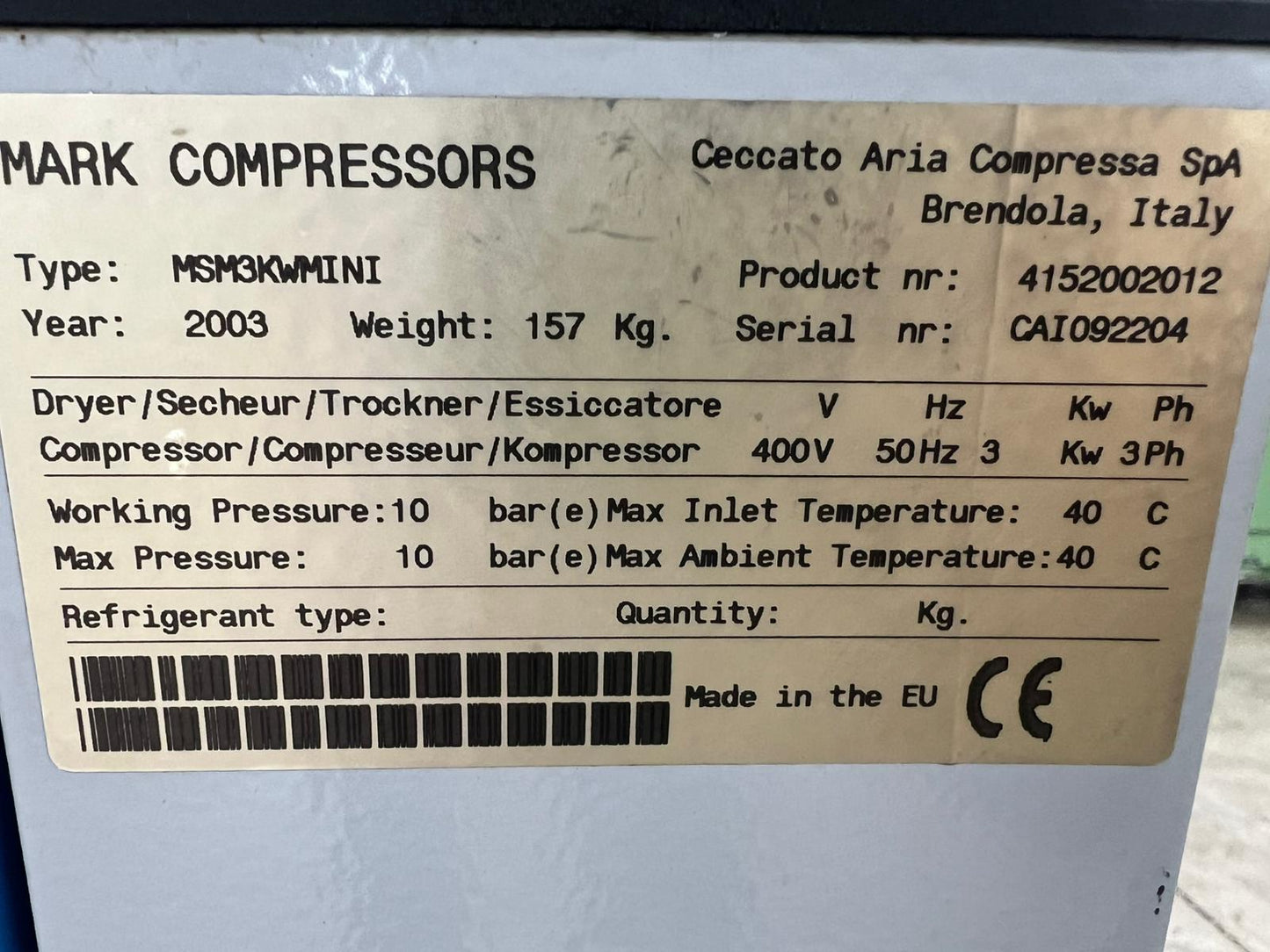 Compressore silenzioso professionale MARK MSM 3kw MINI usato