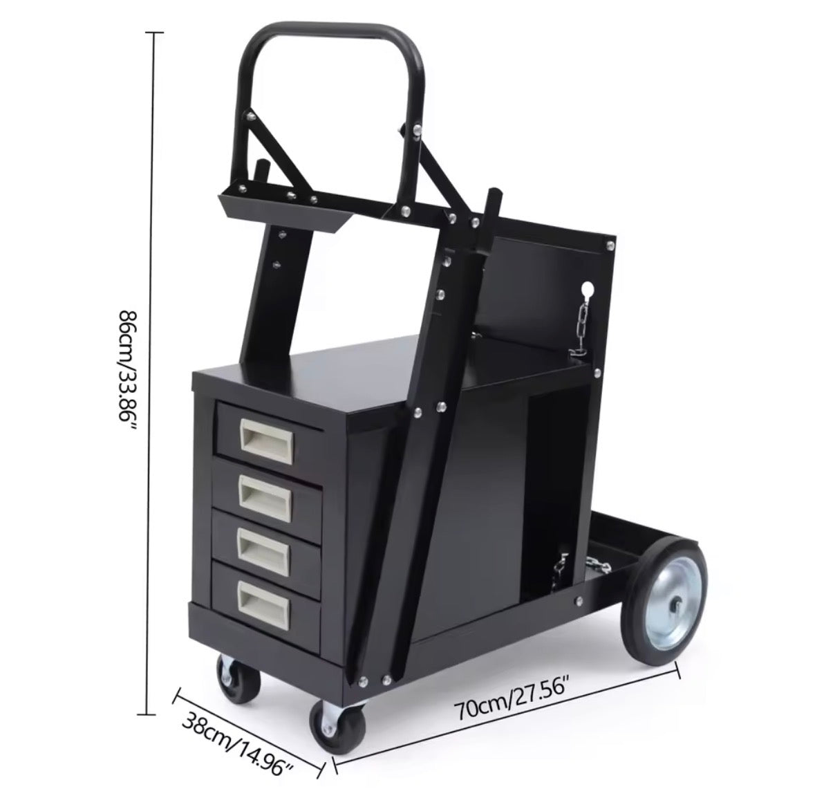 Carrello per saldatura con ruote e 4 cassetti porta saldatrice MIG TIG plasma il Metalmeccanico Di M