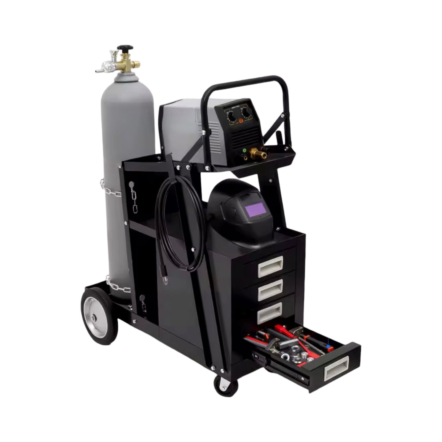 Carrello per saldatura con ruote e 4 cassetti porta saldatrice MIG TIG plasma il Metalmeccanico Di M
