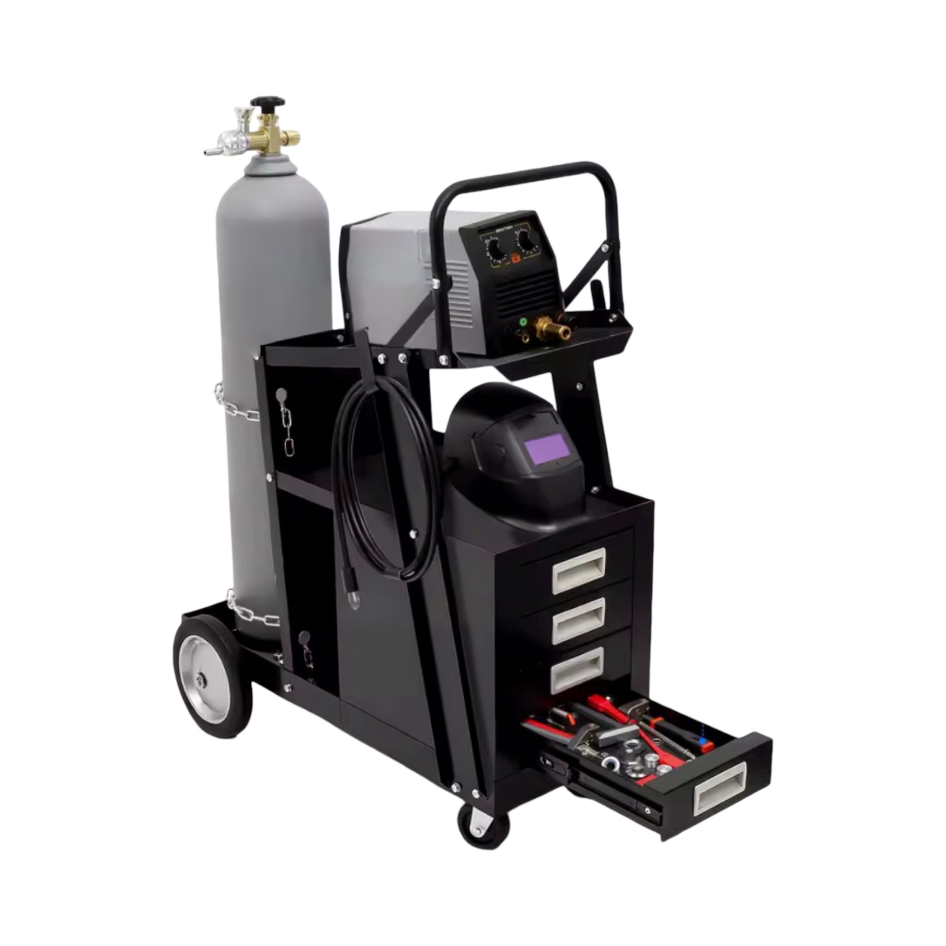 Carrello per saldatura con ruote e 4 cassetti porta saldatrice MIG TIG plasma il Metalmeccanico Di M