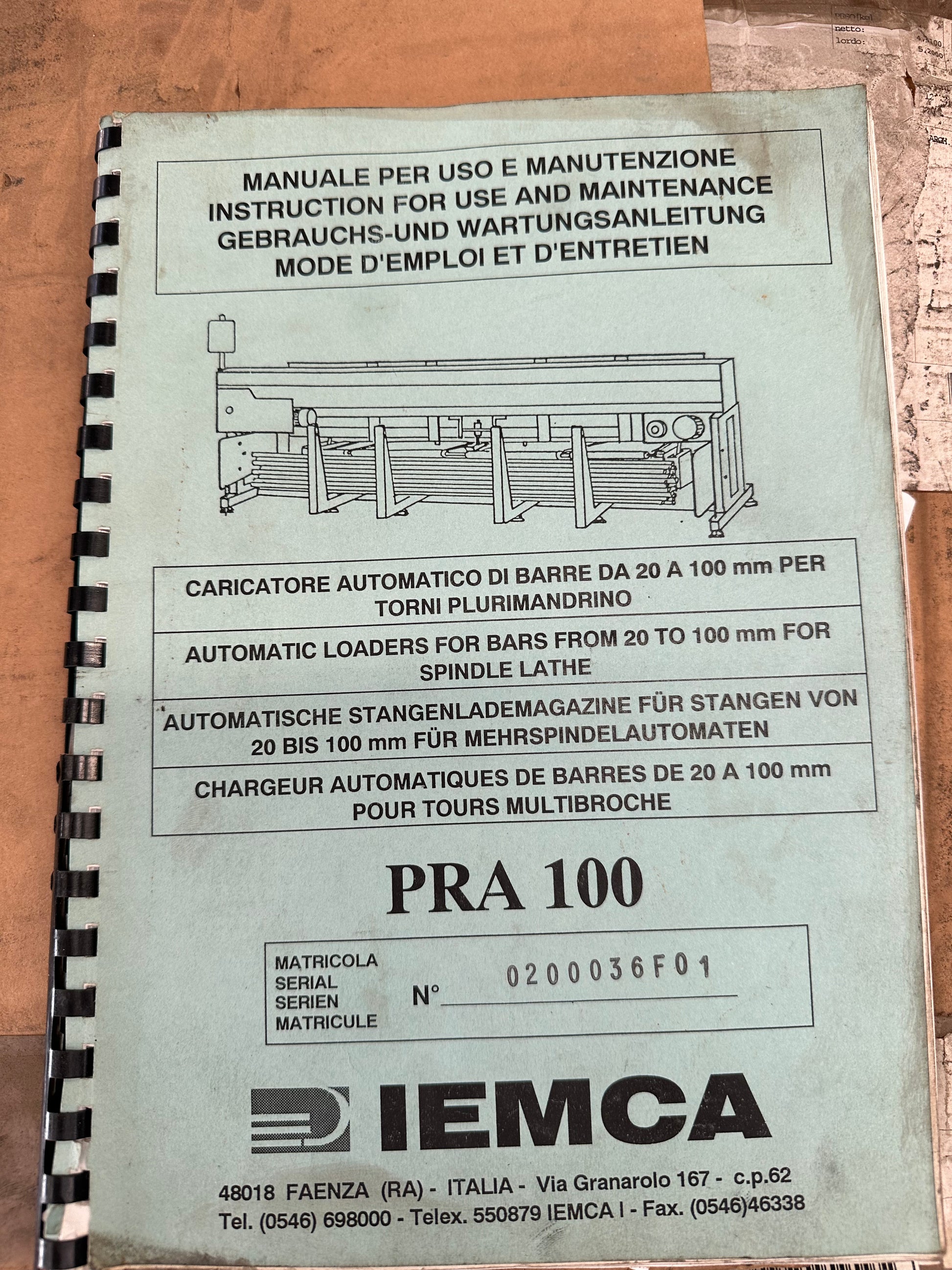 Caricatore barre IEMCA PRA 100 usato – Per torni plurimandrino – Barre 20/100 mm il Metalmeccanico Di M