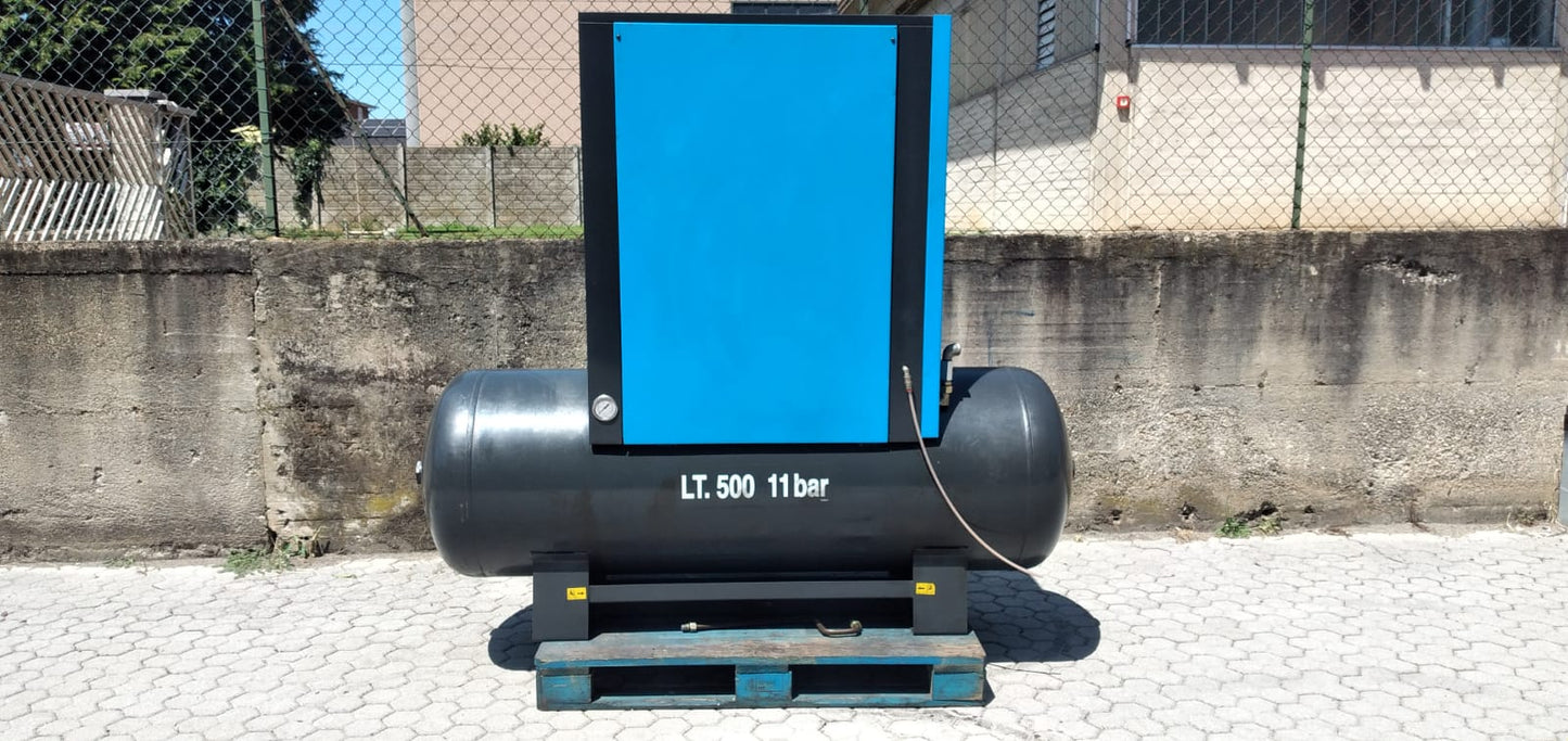 ABAC GENESISS GE15 – Compressore a vite 11 kW (15 HP) – 10 bar – 1500 l/min – Combinata con serbatoio + essiccatore integrato