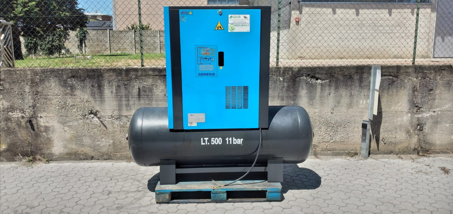 ABAC GENESISS GE15 – Compressore a vite 11 kW (15 HP) – 10 bar – 1500 l/min – Combinata con serbatoio + essiccatore integrato