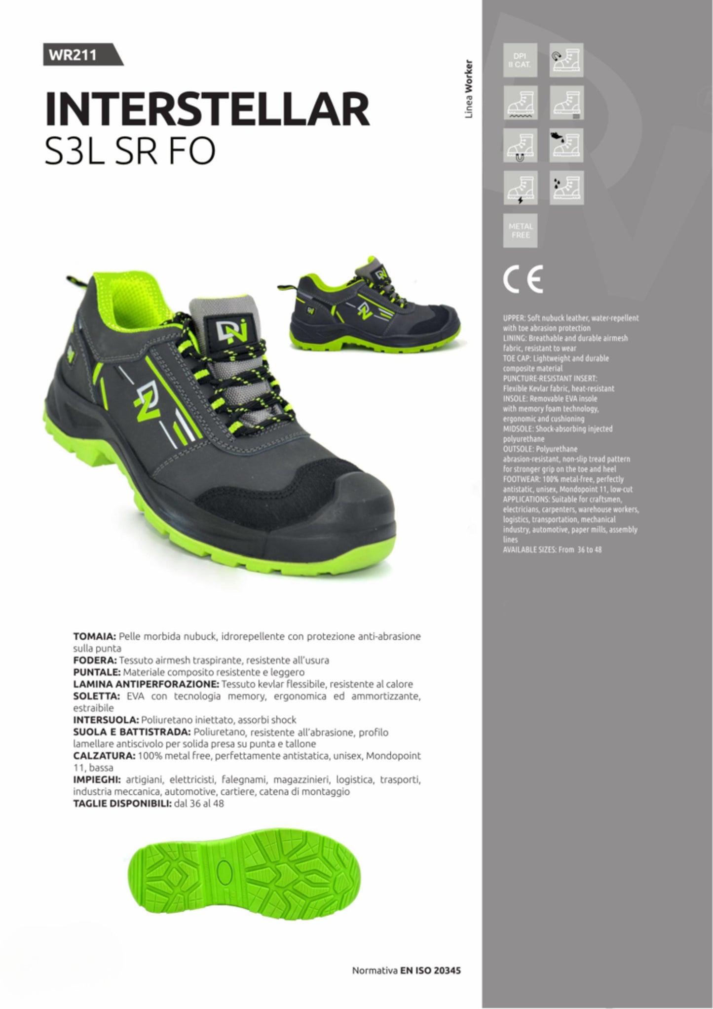 Scarpa antinfortunistica STELLAR S3L SR FO per officina metalmeccanica