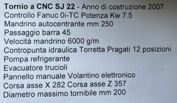 Tornio cnc 2 assi DIAMOND SJ 22 usato