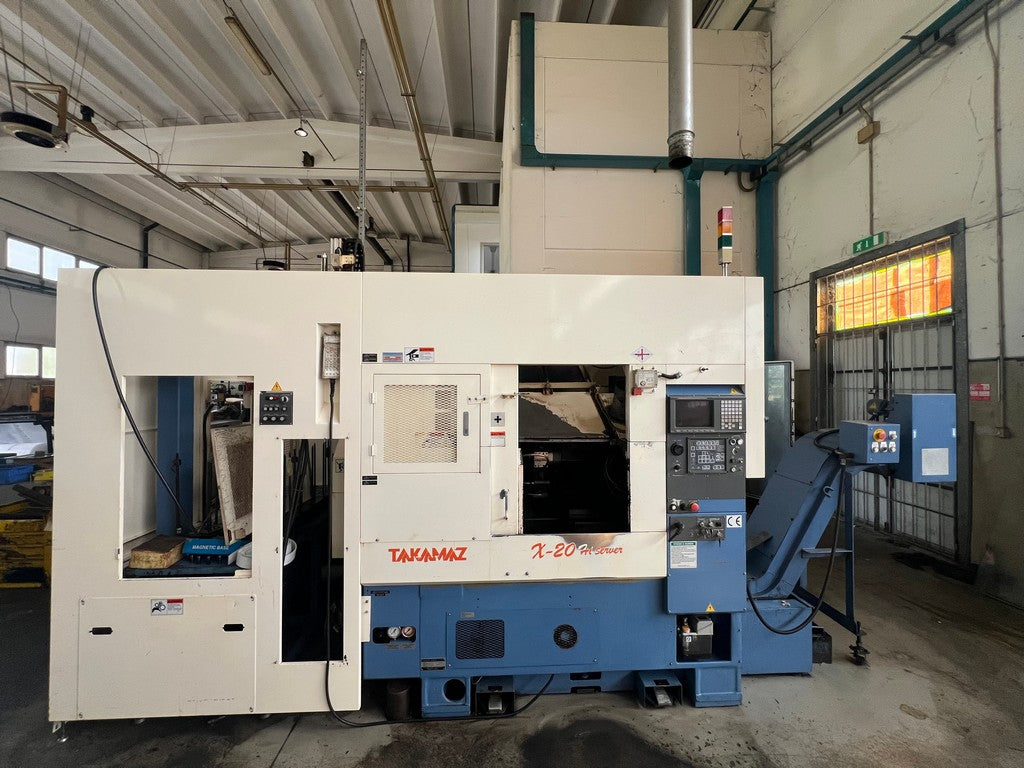Tornio cnc 2 assi TAKAMAZ X20 HI SERVER con gantry loader usato il Metalmeccanico Di M