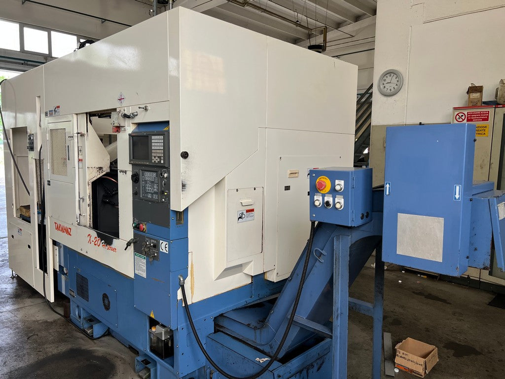 Tornio cnc 2 assi TAKAMAZ X20 HI SERVER con gantry loader usato il Metalmeccanico Di M